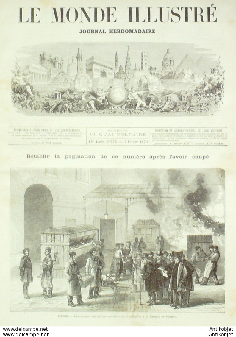 Le Monde Illustré 1874 N°878 Russie St-Pétersbourg Néva Duchesse Marie Espagne Carthagène - 1850 - 1899