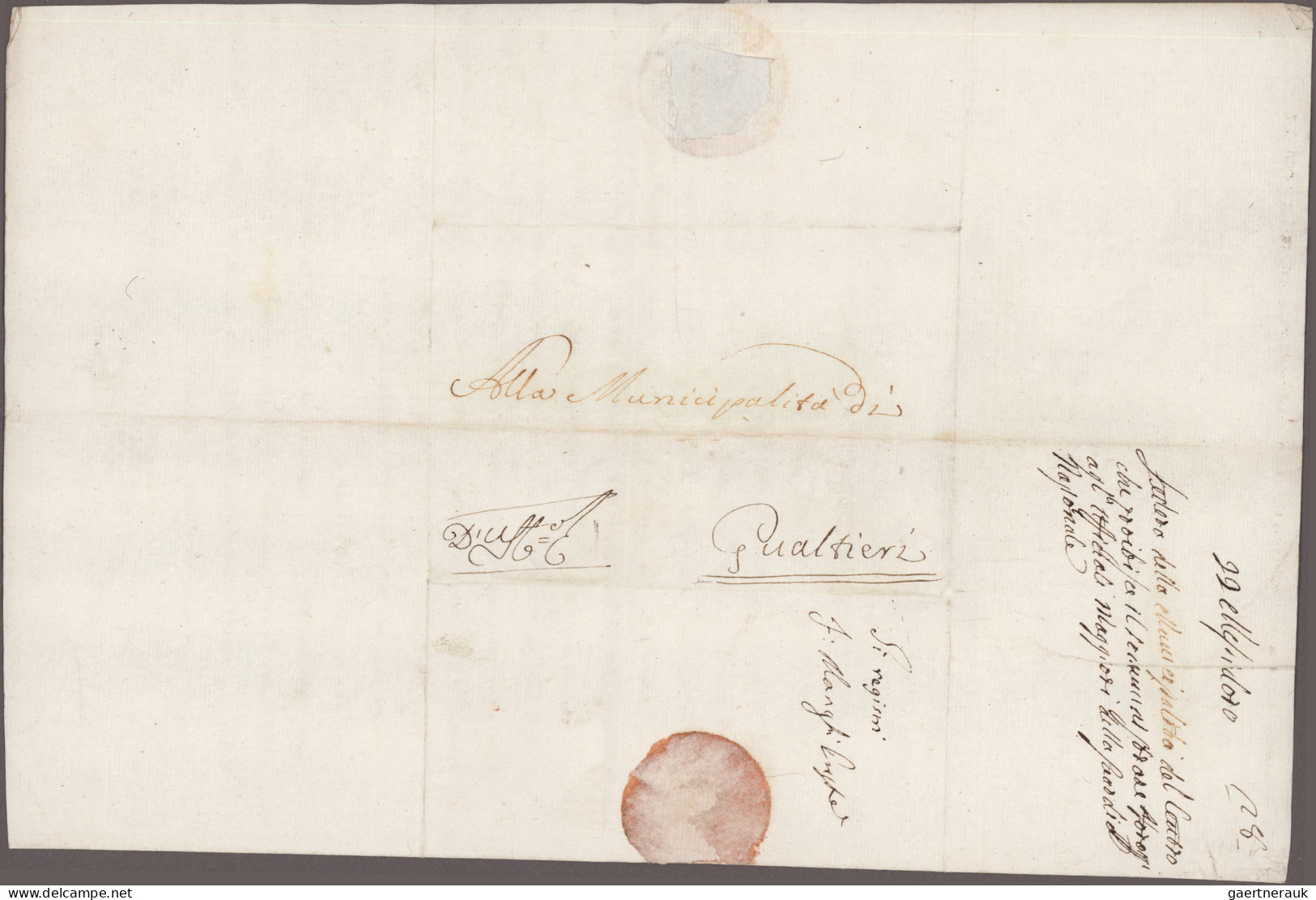 Italy -  Pre Adhesives  / Stampless Covers: 1798/1801 (ca), Three Folded Letters - 1. ...-1850 Prefilatelia