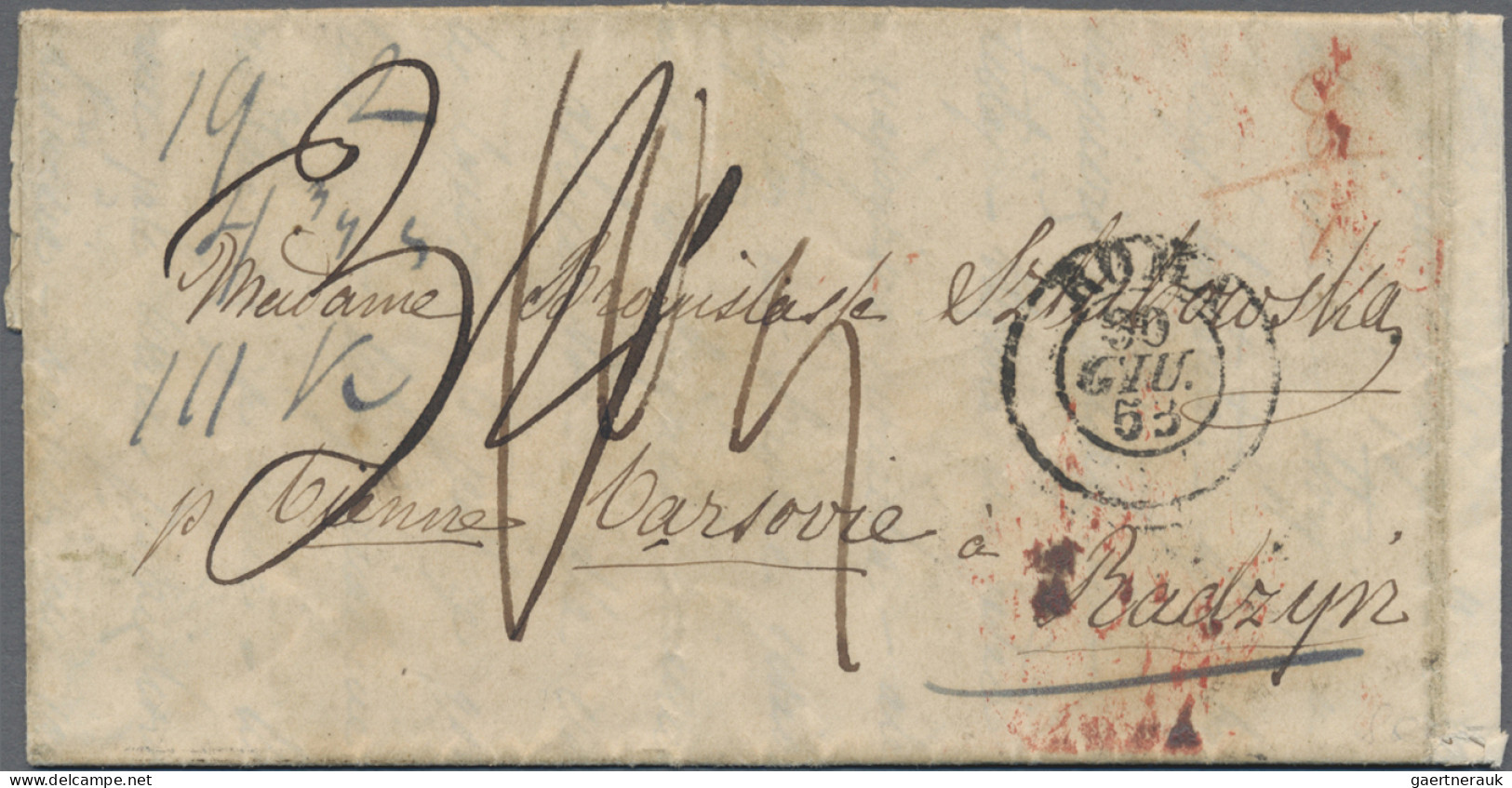 Italy -  Pre Adhesives  / Stampless Covers: 1853 (Rome - Vienna - Szczakona - Ra - 1. ...-1850 Vorphilatelie