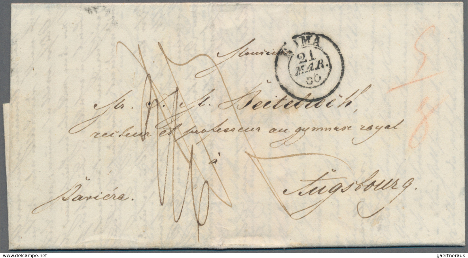 Italy -  Pre Adhesives  / Stampless Covers: 1855, Unfrankierter Brief (Rom - Bol - 1. ...-1850 Prefilatelia