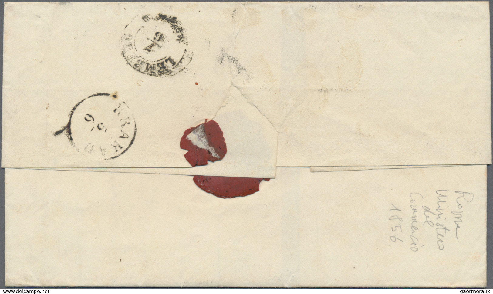 Italy -  Pre Adhesives  / Stampless Covers: 1855 (Rome - Vienna - Krakau - Lembe - 1. ...-1850 Prefilatelia