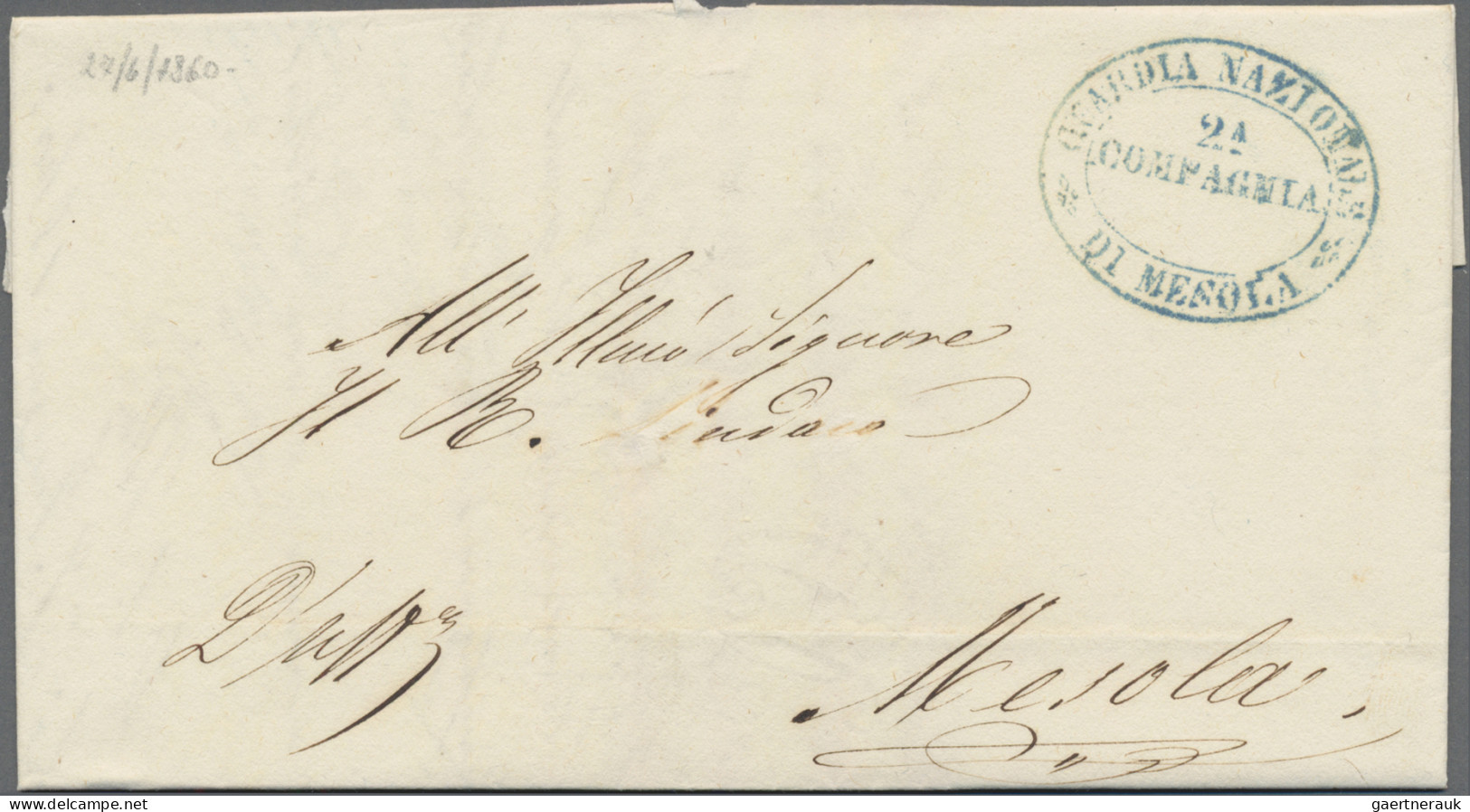 Italy -  Pre Adhesives  / Stampless Covers: 1860, Emilia, Provisional Government - 1. ...-1850 Prephilately