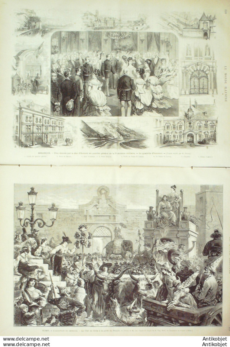 Le Monde Illustré 1874 N°880 Besançon (25) Italie Rome Carnaval Char De Cérès Russie Moscou - 1850 - 1899