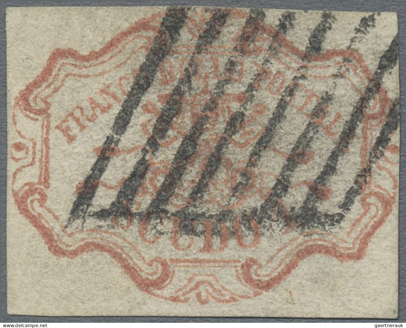 Italian States - Papal State: 1852, 1 Scudo Red, Narrow Margins At Top An Right, - Estados Pontificados