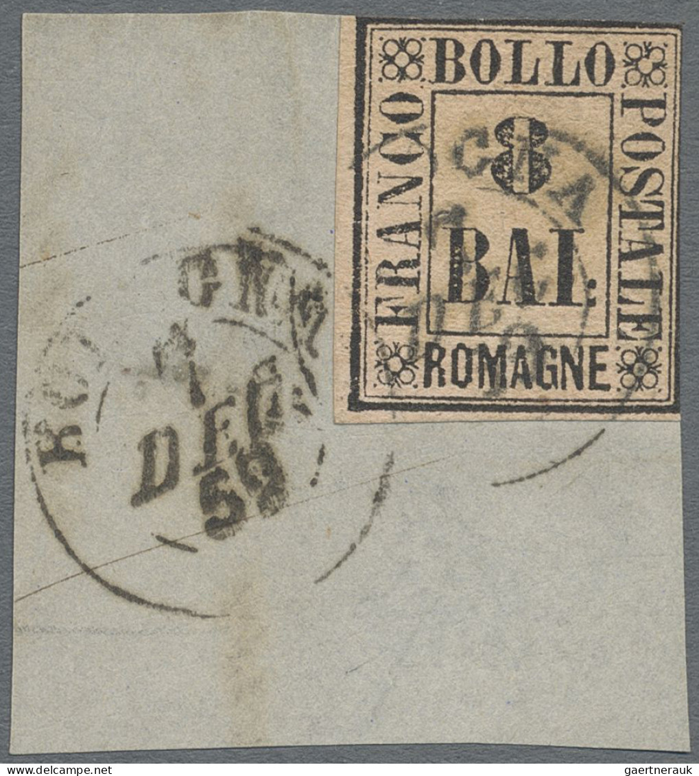 Old Italian States: Romagna: 1859, 8 Baj Rose, Tied By Two Strikes Of Cds "MODEN - Romagne