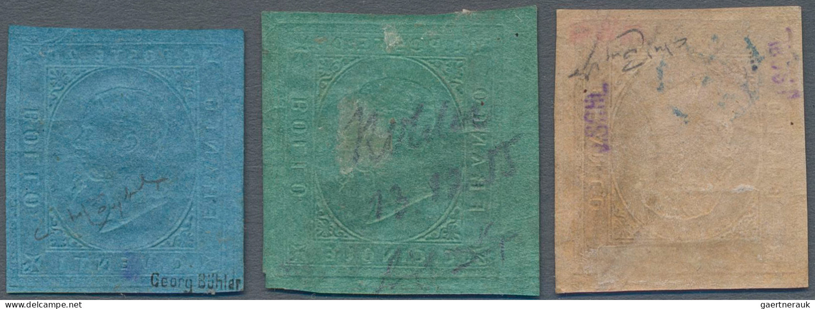 Italian States - Sardinia: 1853, 5 C Green - 40 C Light Rose, The 5c With Very L - Sardinia