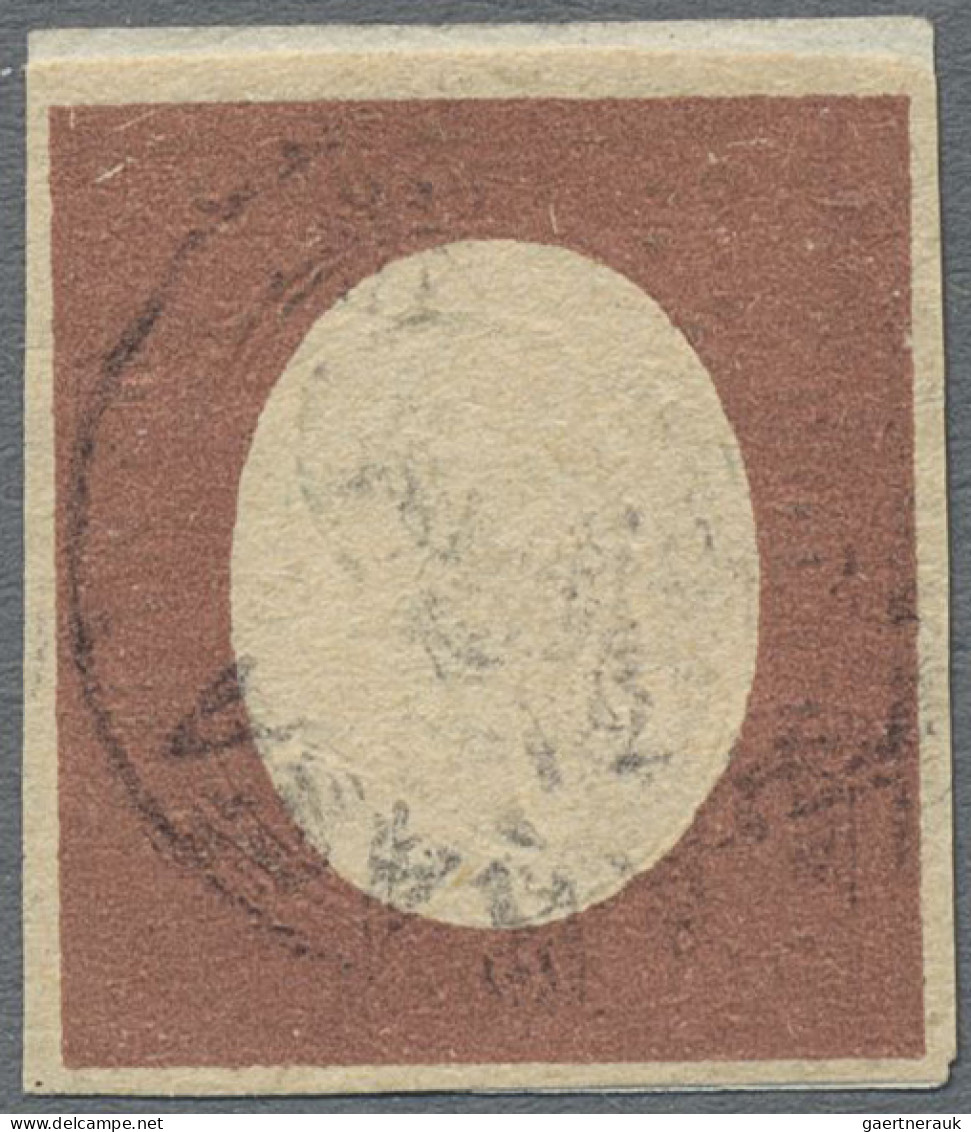 Italian States - Sardinia: 1854, 40 C Mattrosa, Auf Kleinem Briefstück, Mehrfach - Sardaigne