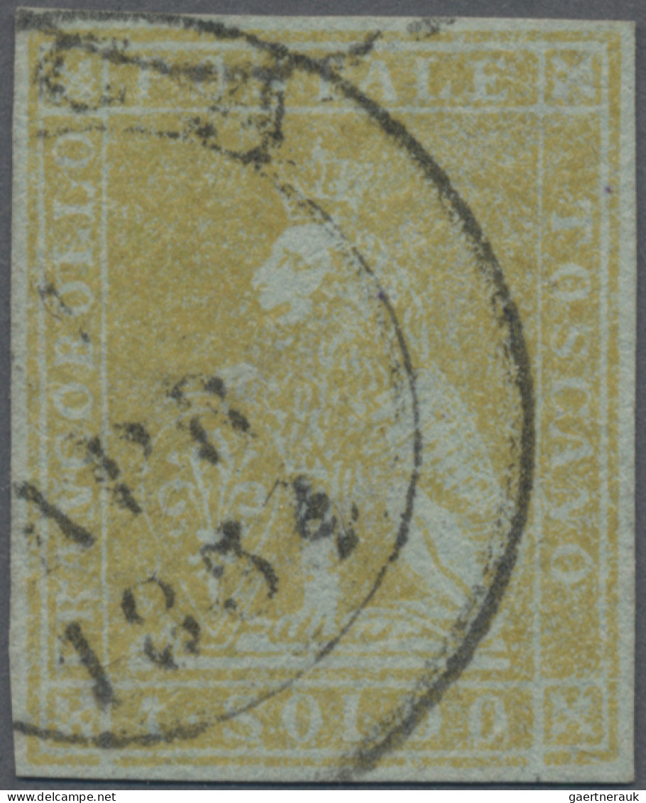 Italian States - Tuskany: 1851, 1 Soldo Light Yellow, Used Cds " ... ?1 APR 1854 - Toscana