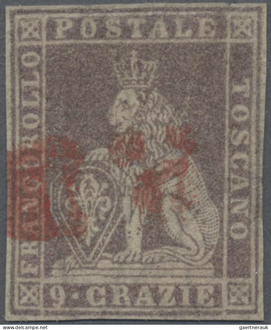 Italian States - Tuskany: 1859, 9 Crazie Brown, Cancelled By Red "PD", Margins A - Tuscany