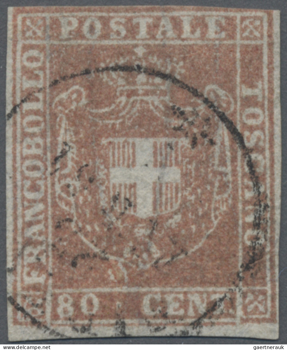 Italian States - Tuskany: 1861, 80 C Carmine, Wide Margin At Bottom, Complete Ma - Toskana