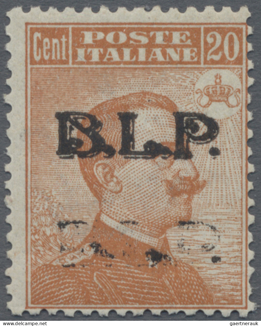 Italy: 1923, 20 C Orange, Black Overprint "B.L.P.", Double Overprint, The Second - Ungebraucht