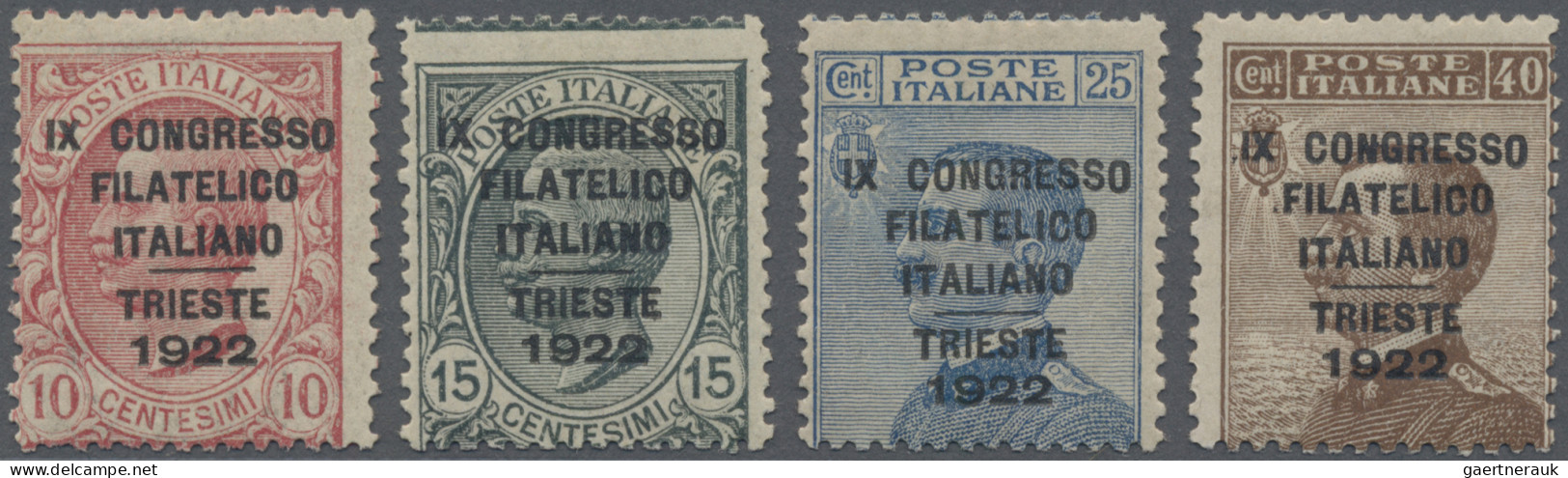 Italy: 1922, "IX Congresso Filatelico Italiano TRIESTE 1922", 10 C - 40 C, Mnh C - Mint/hinged