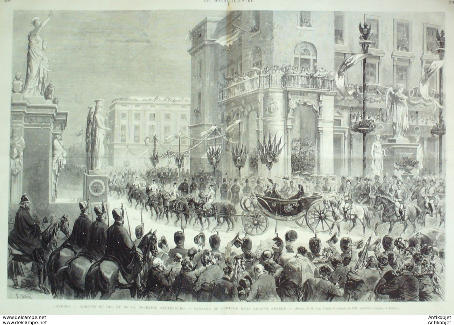 Le Monde Illustré 1874 N°885 Londres Duc Edimbourg Italie Rome Carnaval Piazza Del Popolo - 1850 - 1899