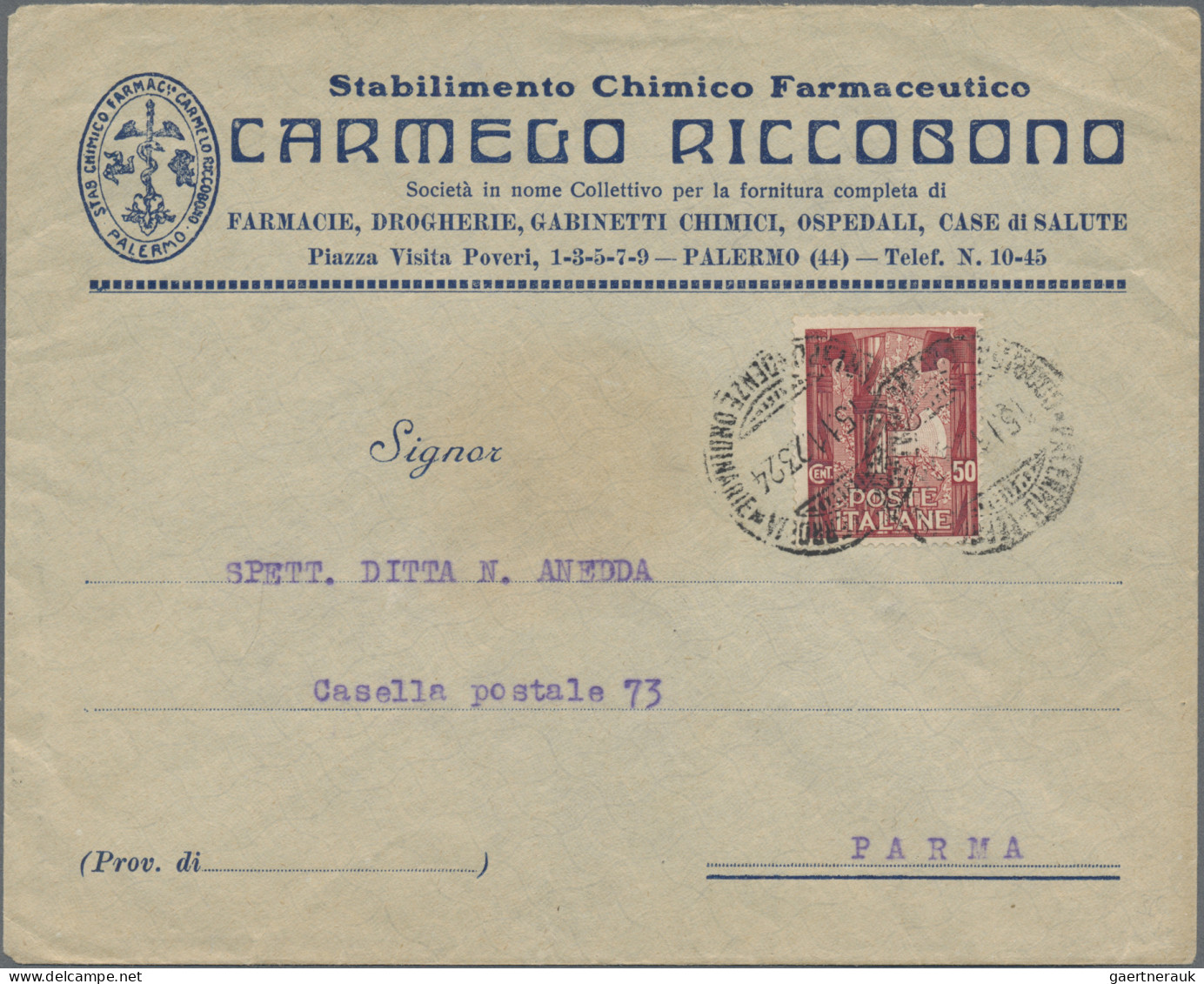 Italy: 1923, March To Rome 50c. Carmine, Single Franking On Commercial Cover Fro - Marcophilia