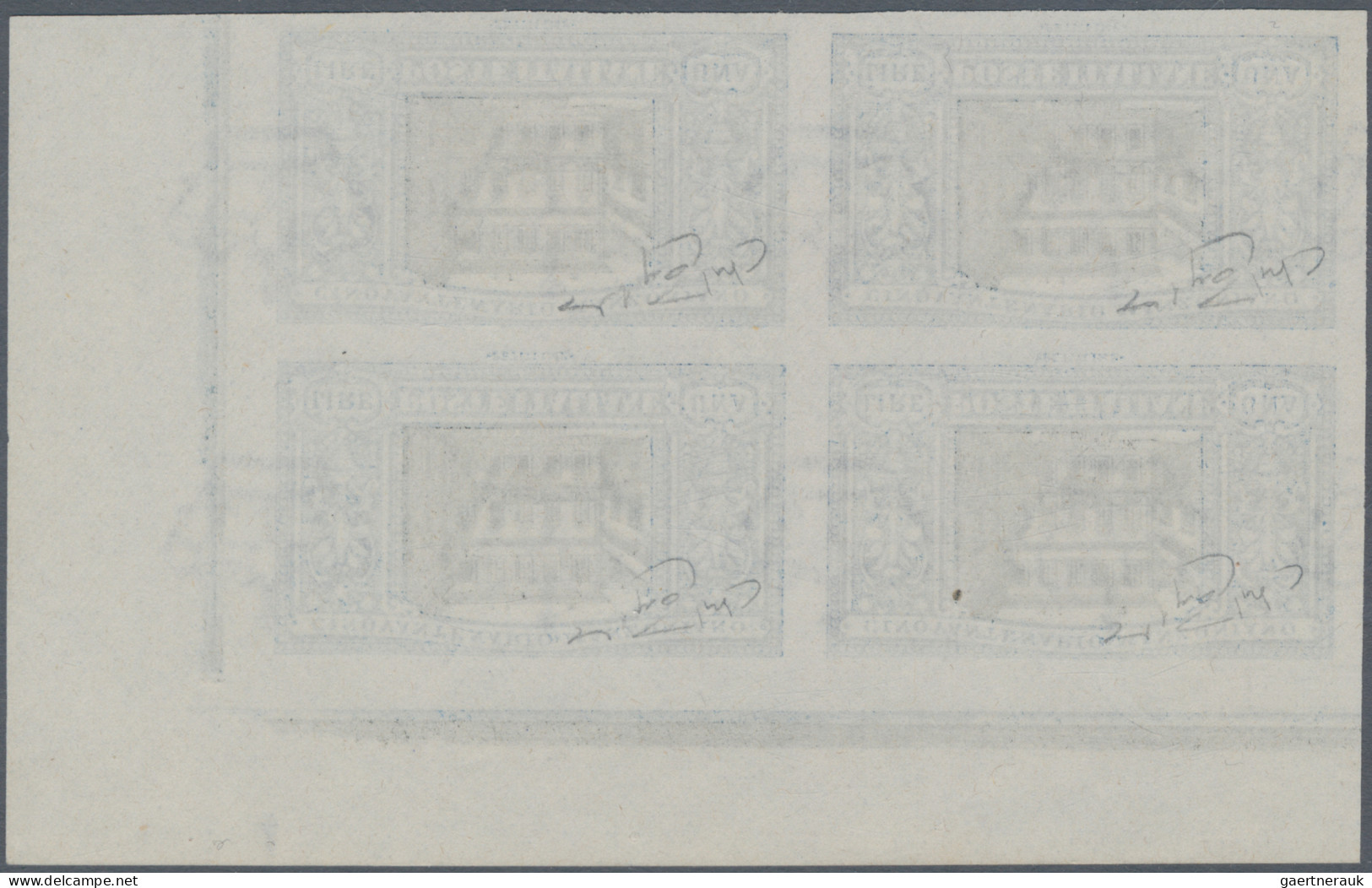 Italy: 1923, 1 L Manzoni, Mint Without Gum, IMPERFORATE Block Of Four With Sheet - Neufs