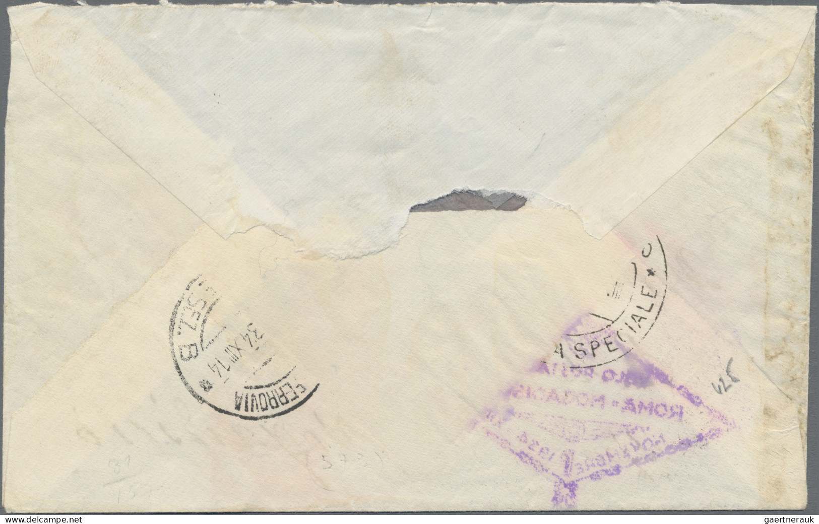 Italy: 1934, 10 L Sepia Airmail For The Flight Rome-Mogadischu Tied By Rome Spec - Marcophilie