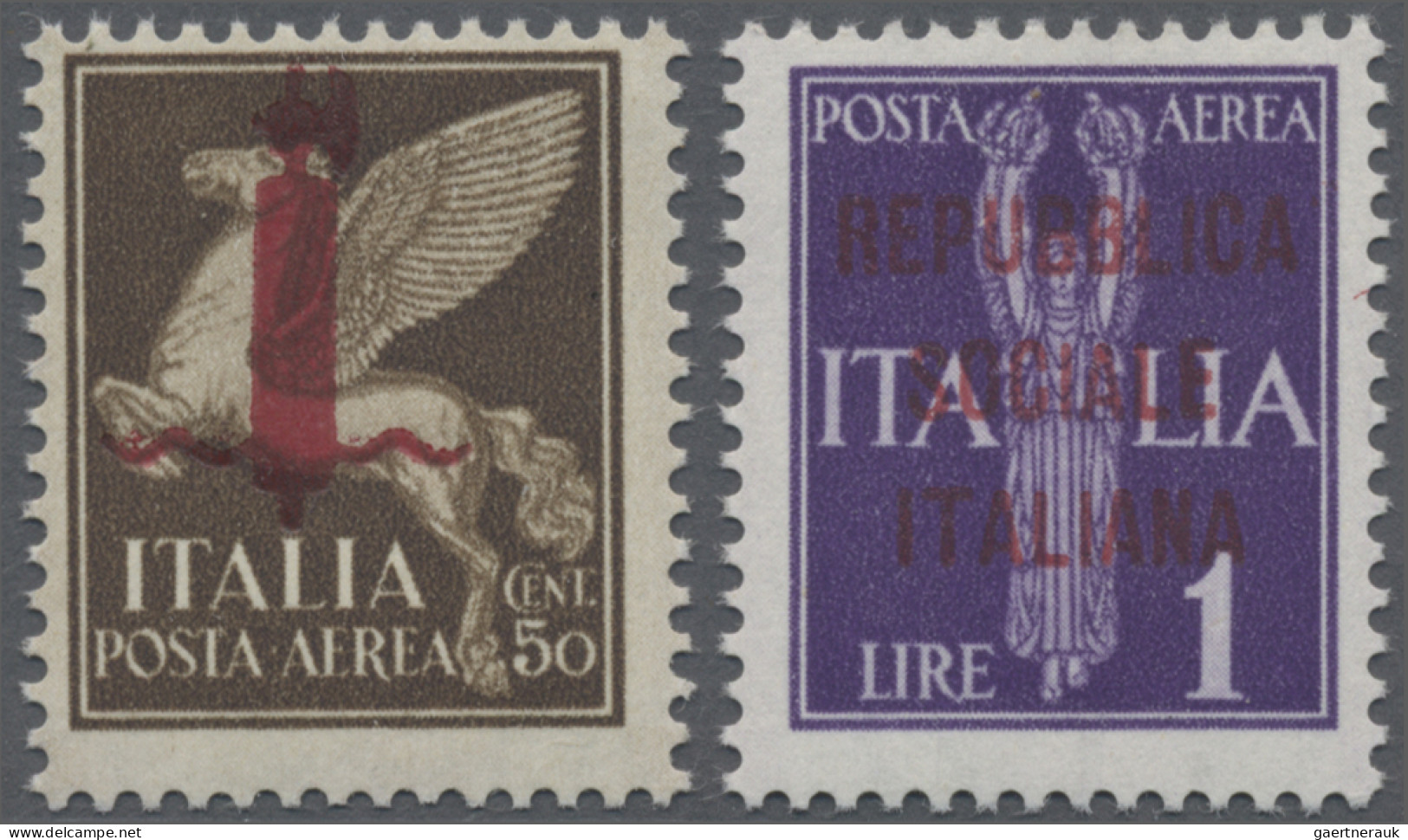 Italy: 1944. UNISSUED OVERPRINTS. Proofs Done In Verona. R.S.I. Overprint On Air - Ungebraucht