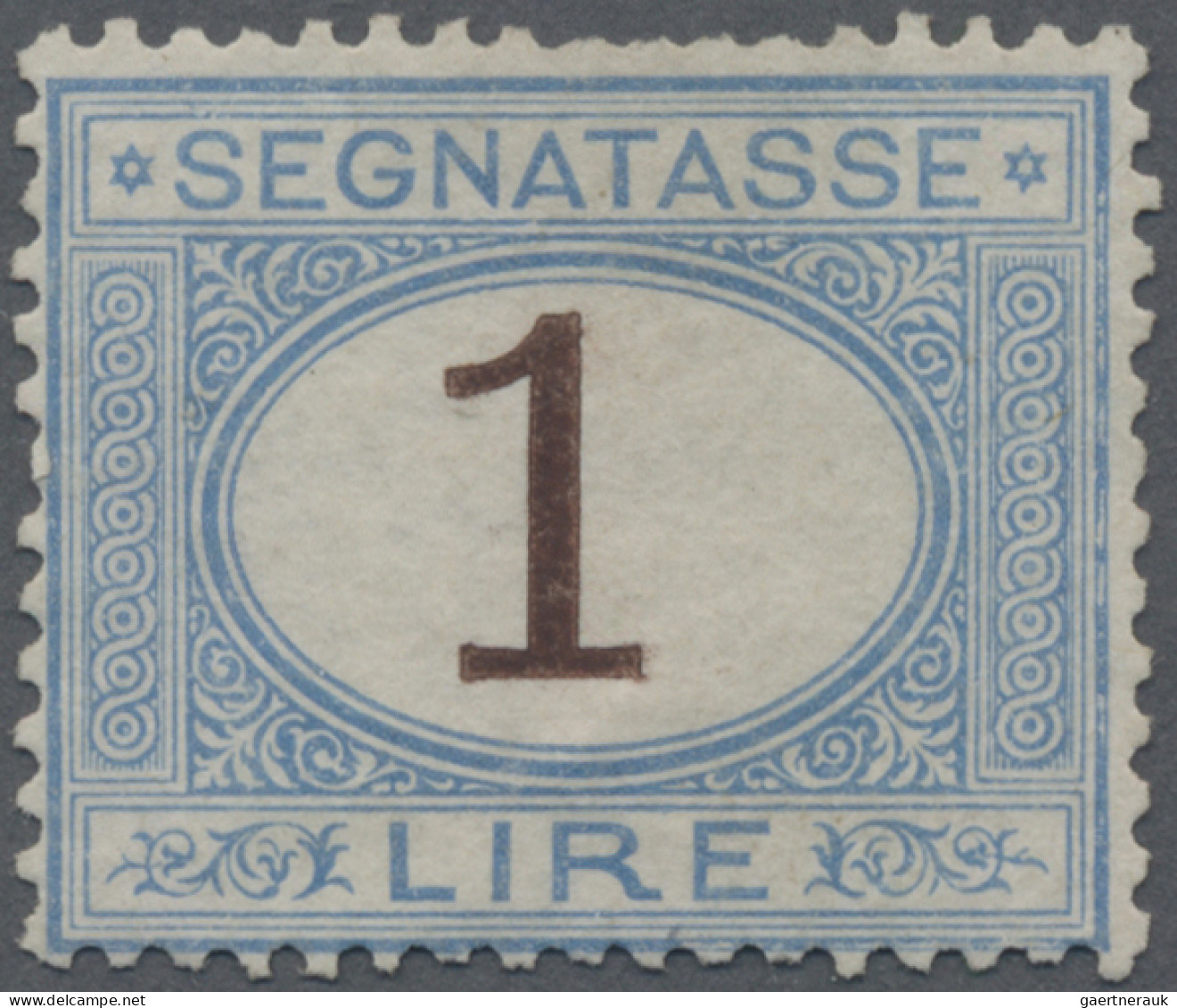 Italy - Postage Dues: 1870, 1 L Blue/brown Postage Due, Mint Without Gum, Short - Postage Due