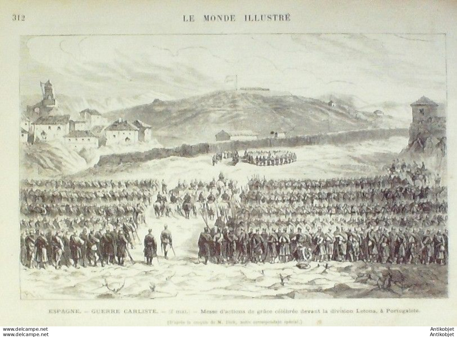 Le Monde Illustré 1874 N°892 Mulhouse (68) Espagne San Pedro Abanto Guerre Carliste - 1850 - 1899