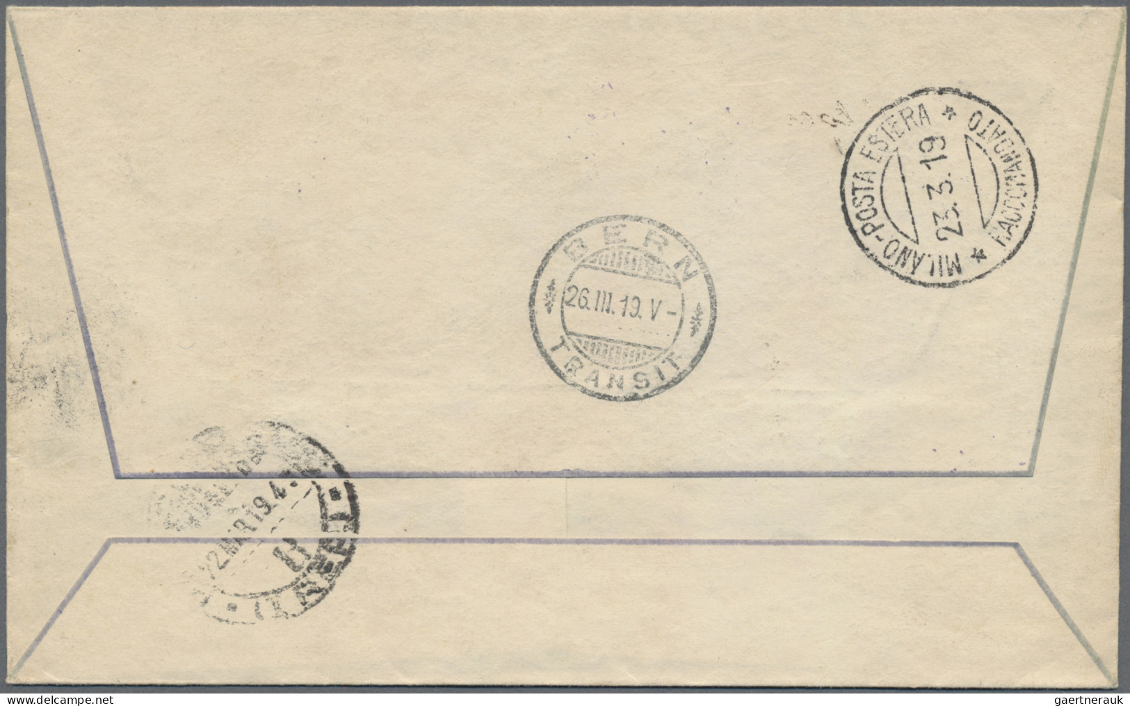 Italy: 1919, Group Of 4 Registered Covers: 10 C Rose And 2 X 25 C Blue, Tied By - Trento & Trieste