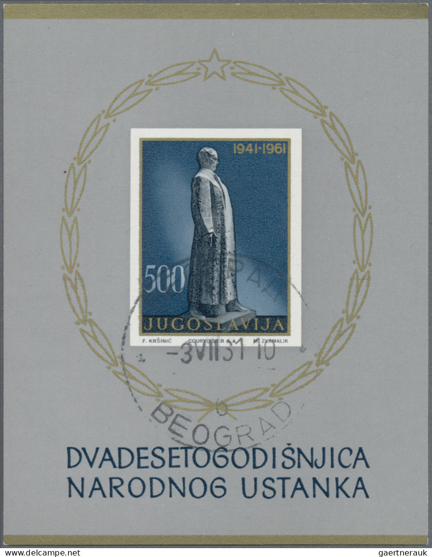 Yugoslavia: 1951, 1961, Briefmarkenausstellung ZEFIZ, 2 Postfrische Blocks, Dazu - Gebraucht