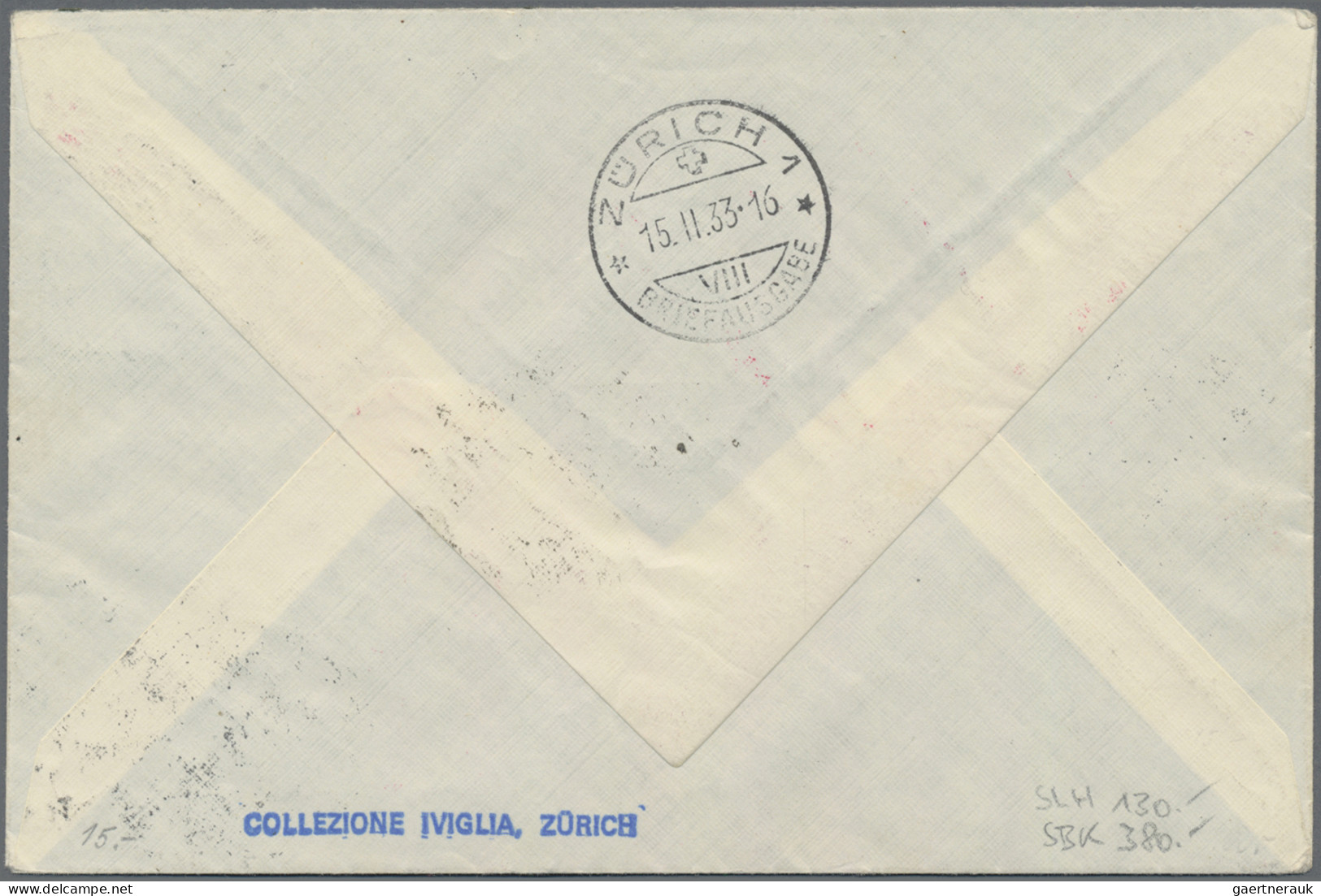 Liechtenstein: 1933, 1 Fr. Flugpost Auf Karte Mit Aushilfsstempel "TRIESENBERG" - Briefe U. Dokumente