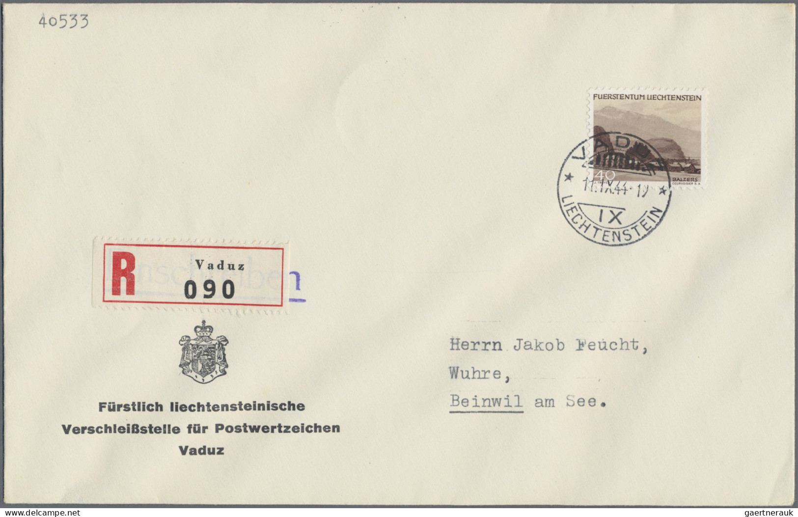 Liechtenstein: 1944/49, Troyer-Freimarkenausgabe 3 Rp. - 150 Rp. Komplett 14 Wer - Lettres & Documents
