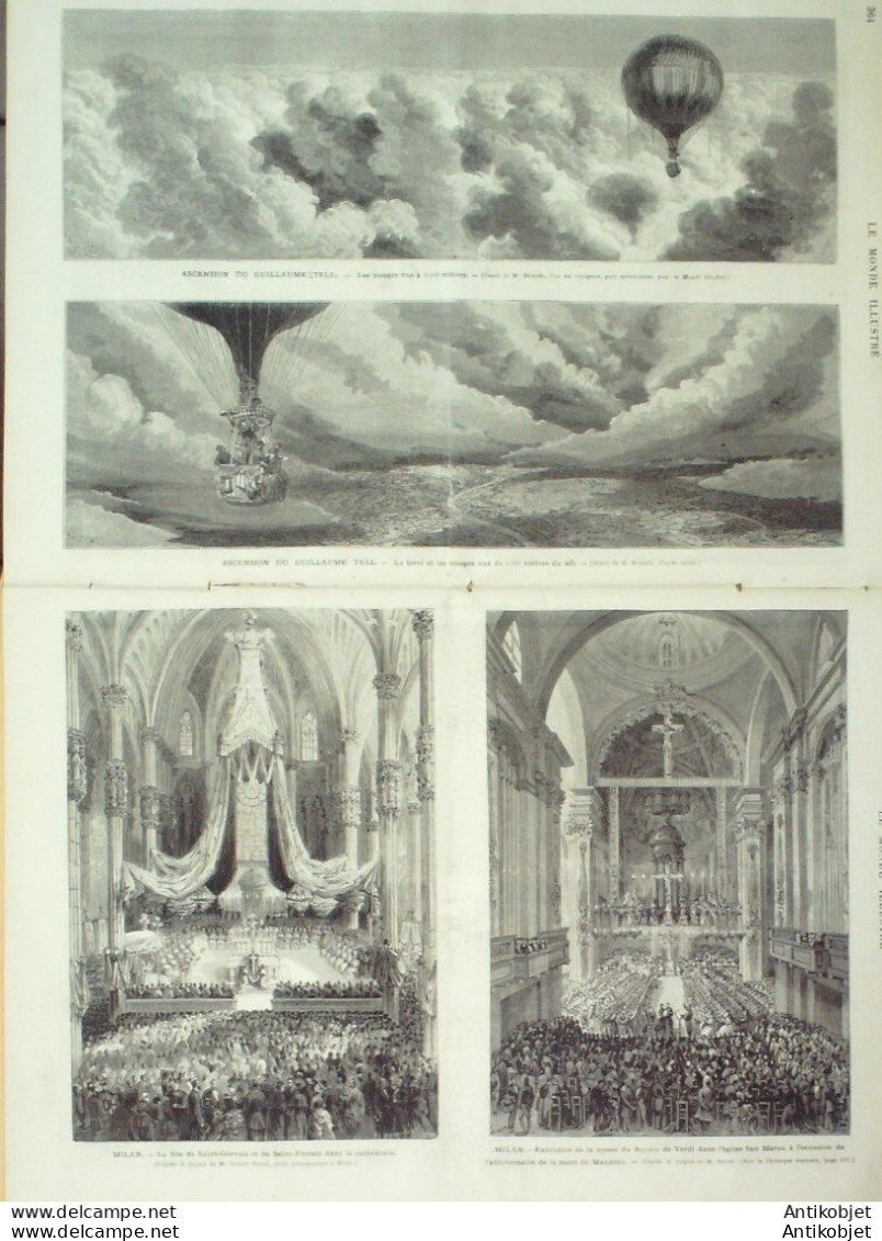 Le Monde Illustré 1874 N°896 Milan Fête St-Gervais & St-Protais Auxerre (89) Italie Rome - 1850 - 1899