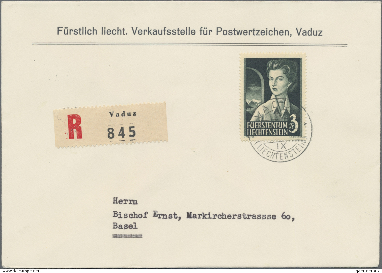 Liechtenstein: 1955, 2 U. 3 Fr. Fürstenpaar Auf 2 Echt Gelaufenen R-Briefen Der - Covers & Documents