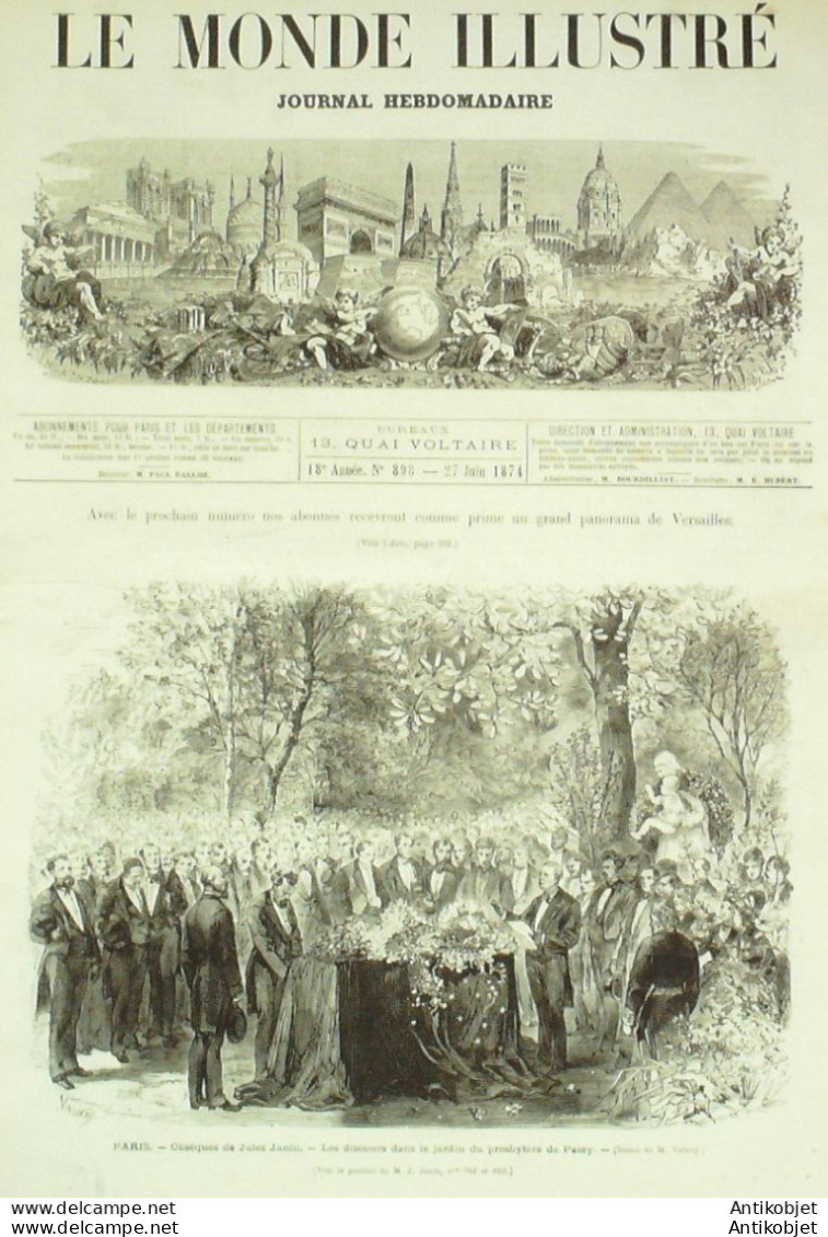 Le Monde Illustré 1874 N°898 Douarnenez (29) Fontainebleau (77) Incendie Lille (59) Belgique Gand - 1850 - 1899