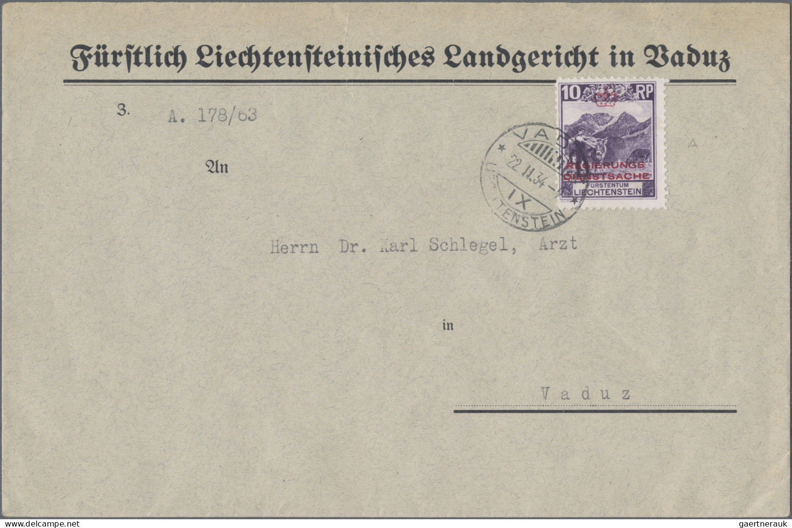 Liechtenstein - Dienstmarken: 1932/34, Dienstmarken 5(2), 10, 20 Und 30 Rp. Alle - Dienstzegels