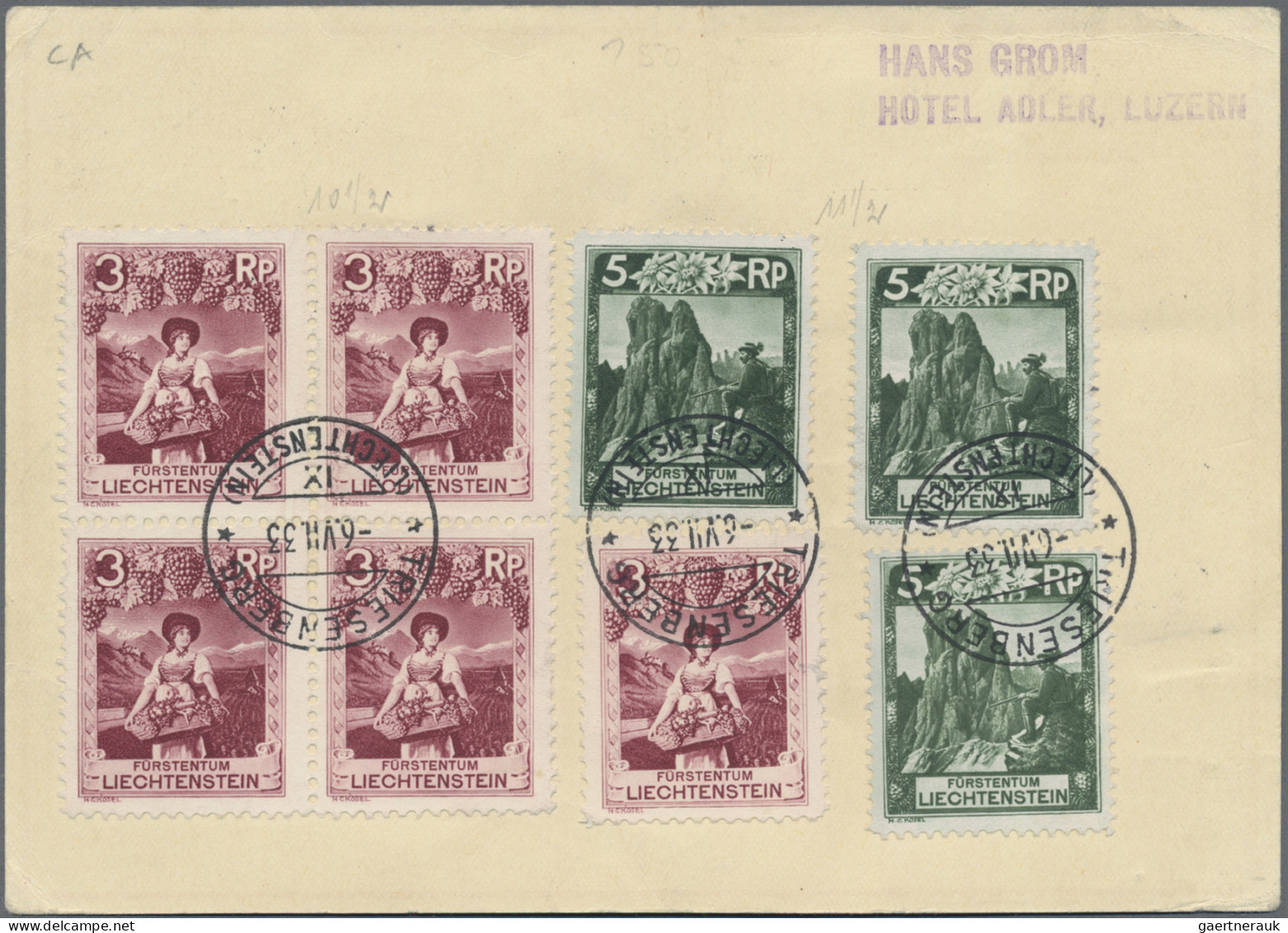 Liechtenstein - Ganzsachen: 1933, 20 Rp. Schloßhof Auslandskarte Ohne Bild Mit Z - Stamped Stationery