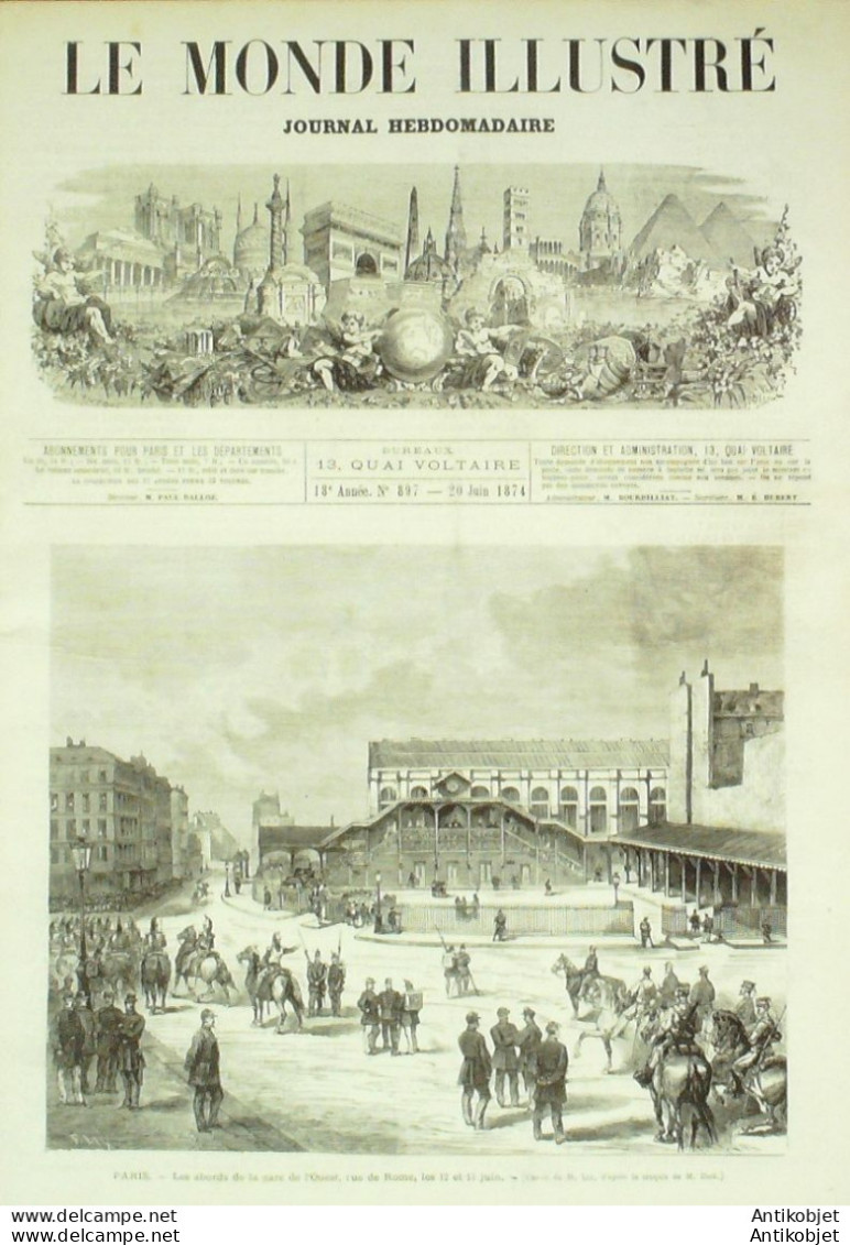 Le Monde Illustré 1874 N°897 Belgique Gand Gare De L'Est Peintre Hamon - 1850 - 1899