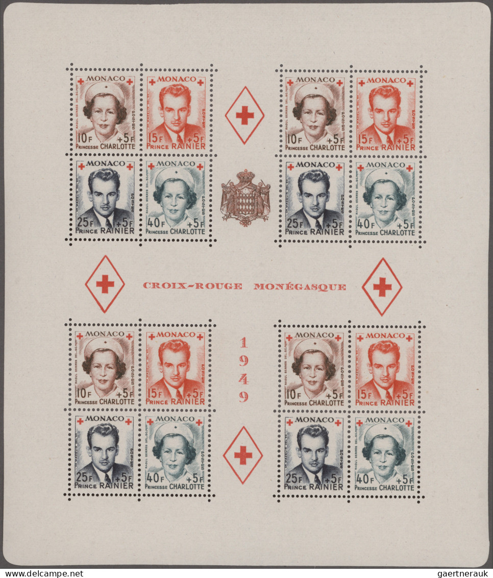 Monaco: 1949 Two Red Cross Souvenir Sheets, One Imperf, The Other Perf., Mint Wi - Unused Stamps