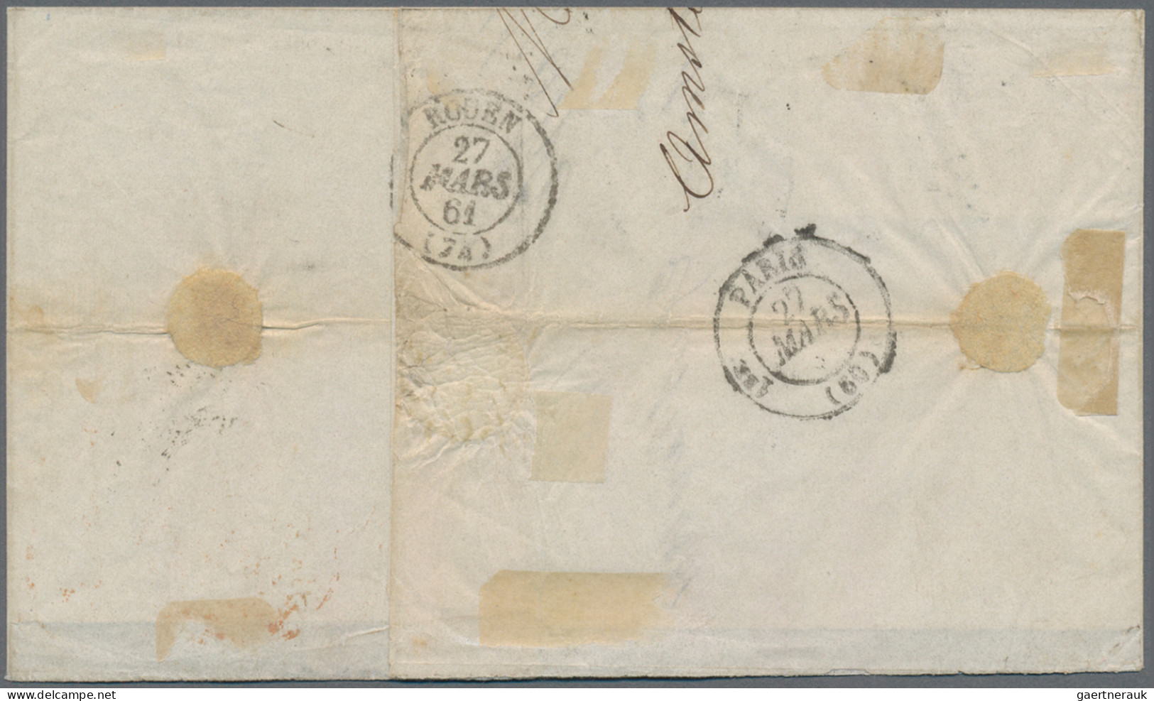 Netherlands: 1852, 15 C Orange, Horizontal Pair, Tied By "AMSTERDAM 26/3 FRANCO" - Andere & Zonder Classificatie