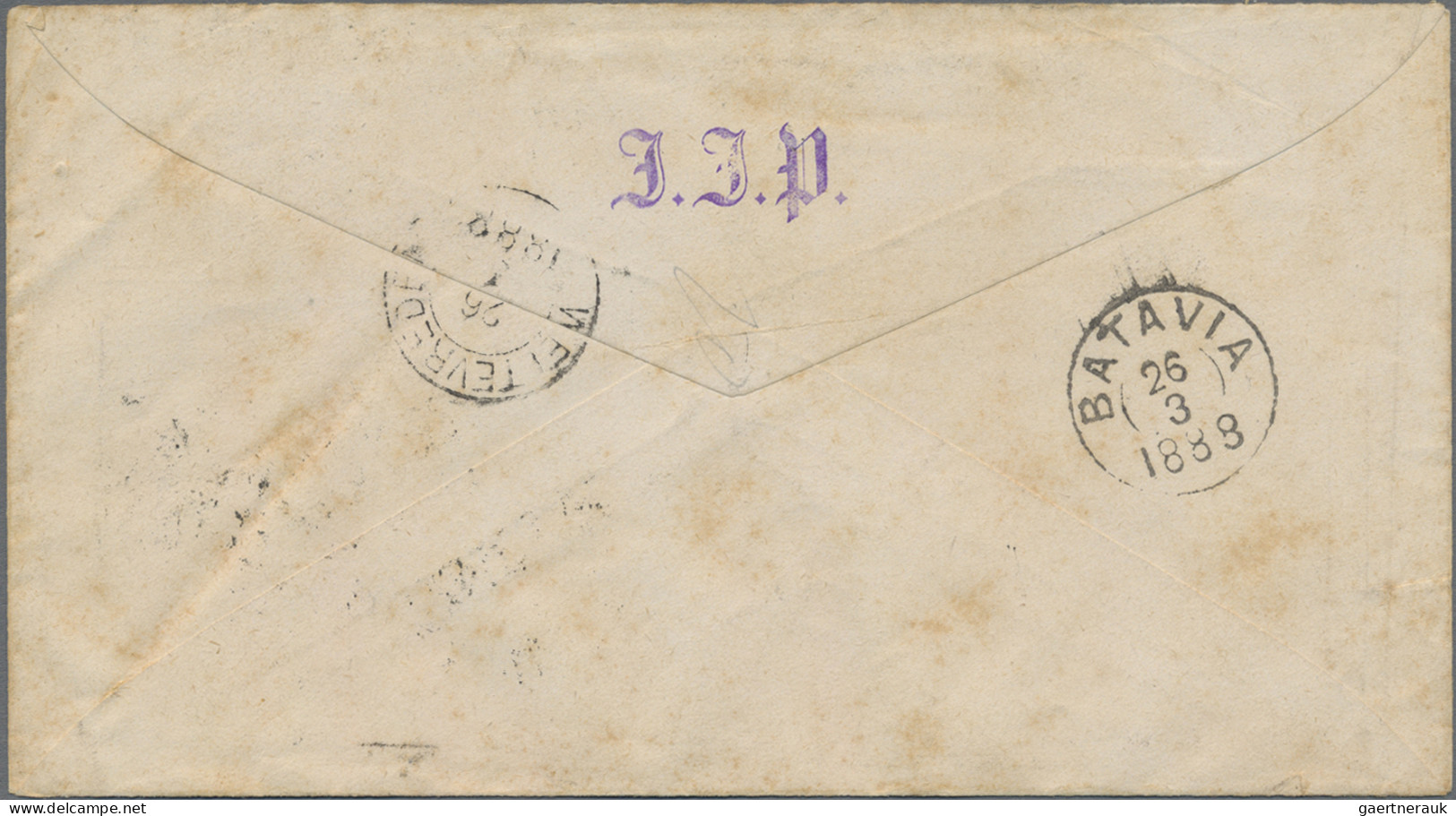 Netherlands: 1888, 5 C William III Blue Postal Stationery Envelope, With 20 C Gr - Covers & Documents