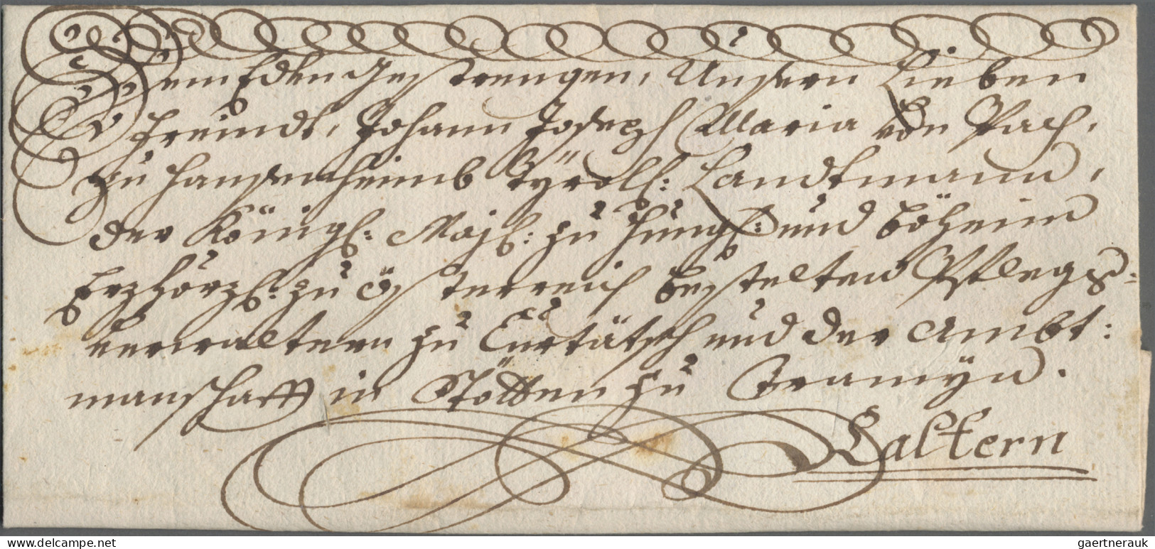 Österreich - Vorphilatelie: 1745, 7.August, Dienstbrief Der Landesregierung In I - ...-1850 Prephilately