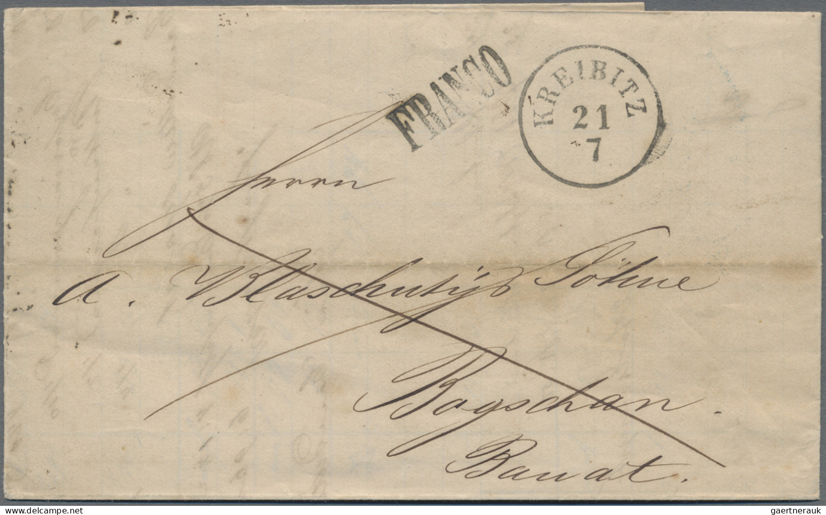 Österreich - Vorphilatelie: 1866, Franco-Brief Von Kreibitz über Prag, Wien Und - ...-1850 Vorphilatelie