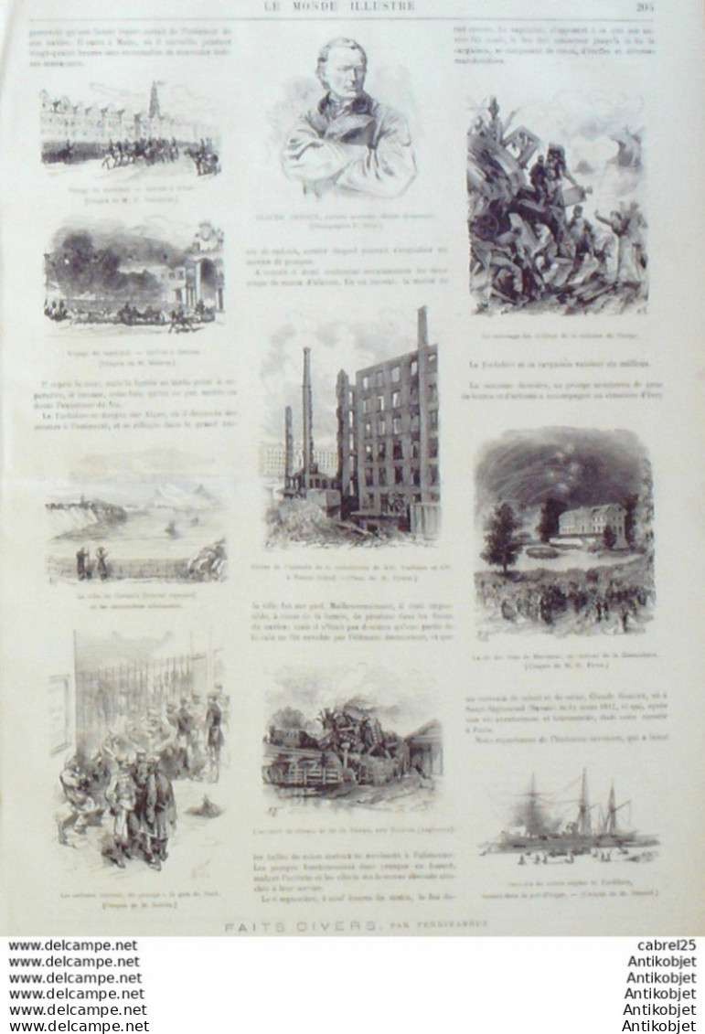 Le Monde Illustré 1874 N°911 Grasse (06) Amiens (80) St Quentin (02) Angleterre Norwich Calais (62) - 1850 - 1899