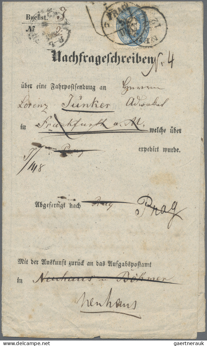 Österreich: 1860, 15 Kr. Blau, Bugspur, Als Einzelfrankatur Auf Nachfrageschreib - Brieven En Documenten