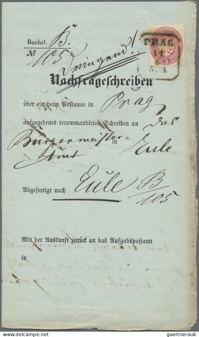 Österreich: 1863/64, 5 Kr. Rosa, Als Einzelfrankatur Auf Nachfrageschreiben Vom - Cartas & Documentos