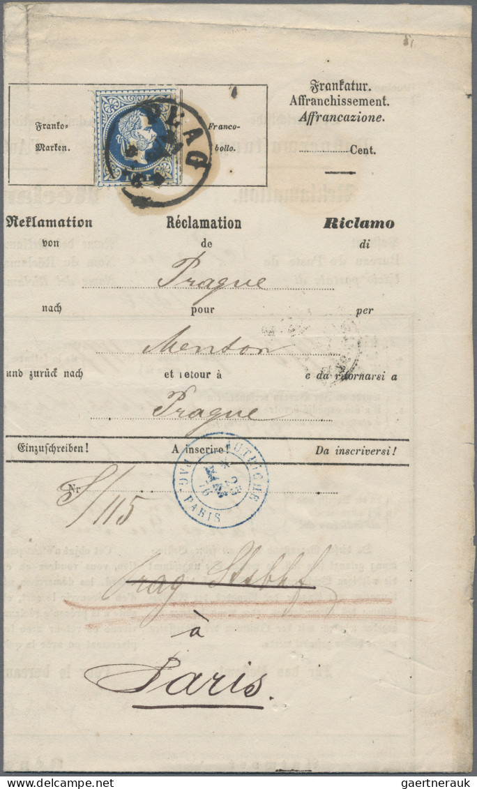 Österreich: 1867, Franz-Joseph, 10 Kr. Blau, Type I, Als Einzelfrankatur Frankie - Cartas & Documentos