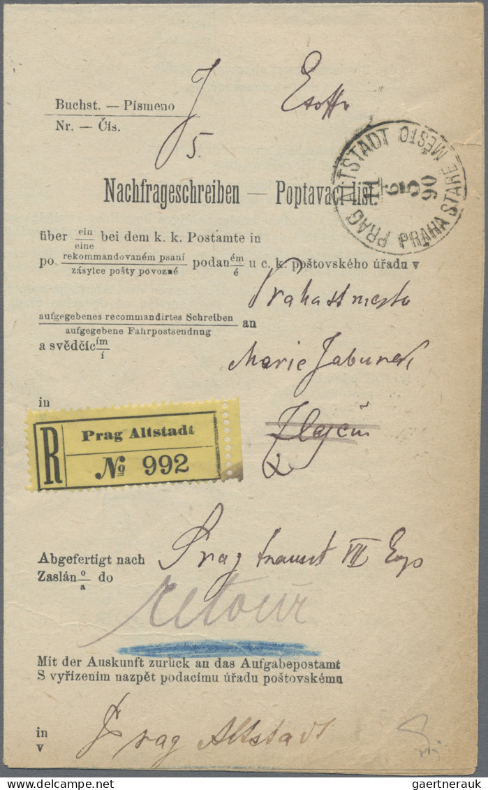 Österreich: 1890, Ex Offo Nachfrageschreiben Von Prag Altstadt Nach Ziejcim - Mi - Lettres & Documents