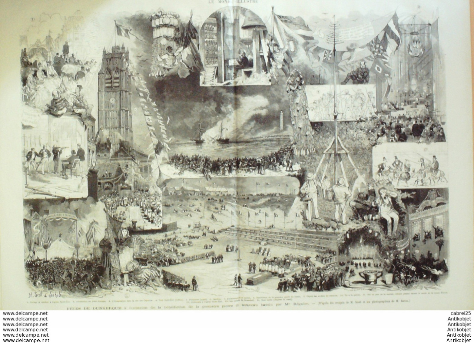 Le Monde Illustré 1874 N°910 Dunkerque (62) Pontigny (89) Marennes (17) Espagne Puycerda - 1850 - 1899