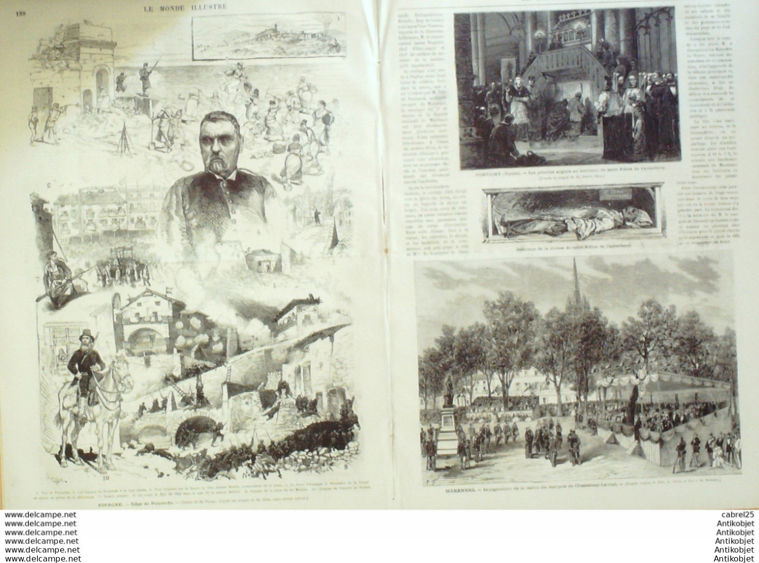 Le Monde Illustré 1874 N°910 Dunkerque (62) Pontigny (89) Marennes (17) Espagne Puycerda - 1850 - 1899