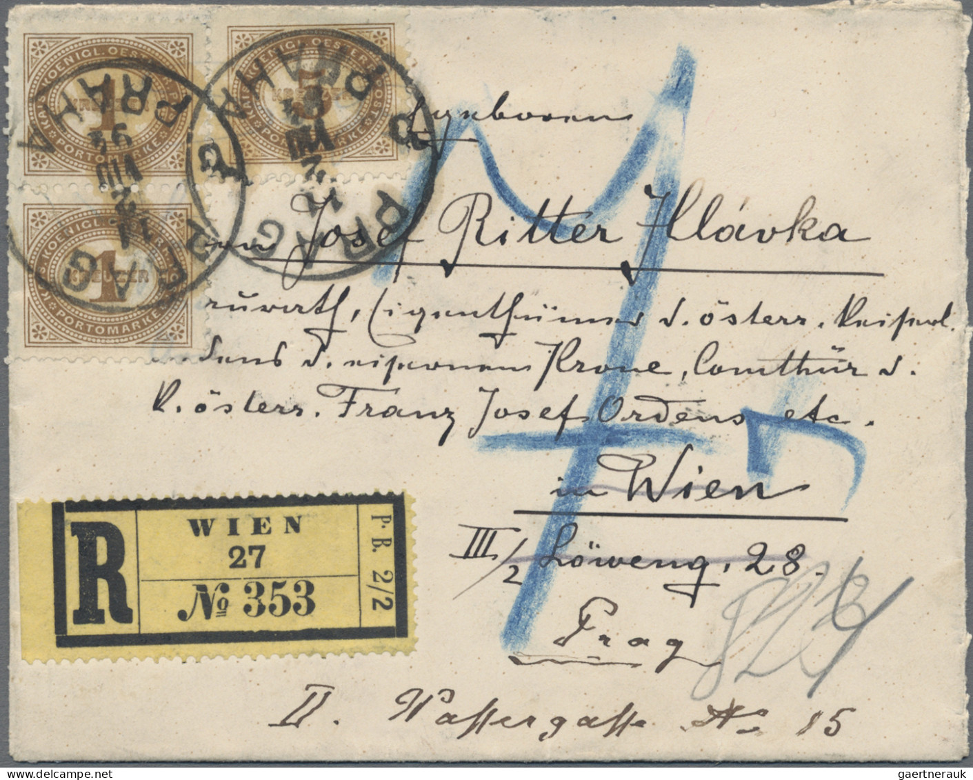 Österreich: 1890, Franz Joseph, 3 Kr. Und 5 Kr. Rückseitig Auf Briefumschlag, We - Storia Postale