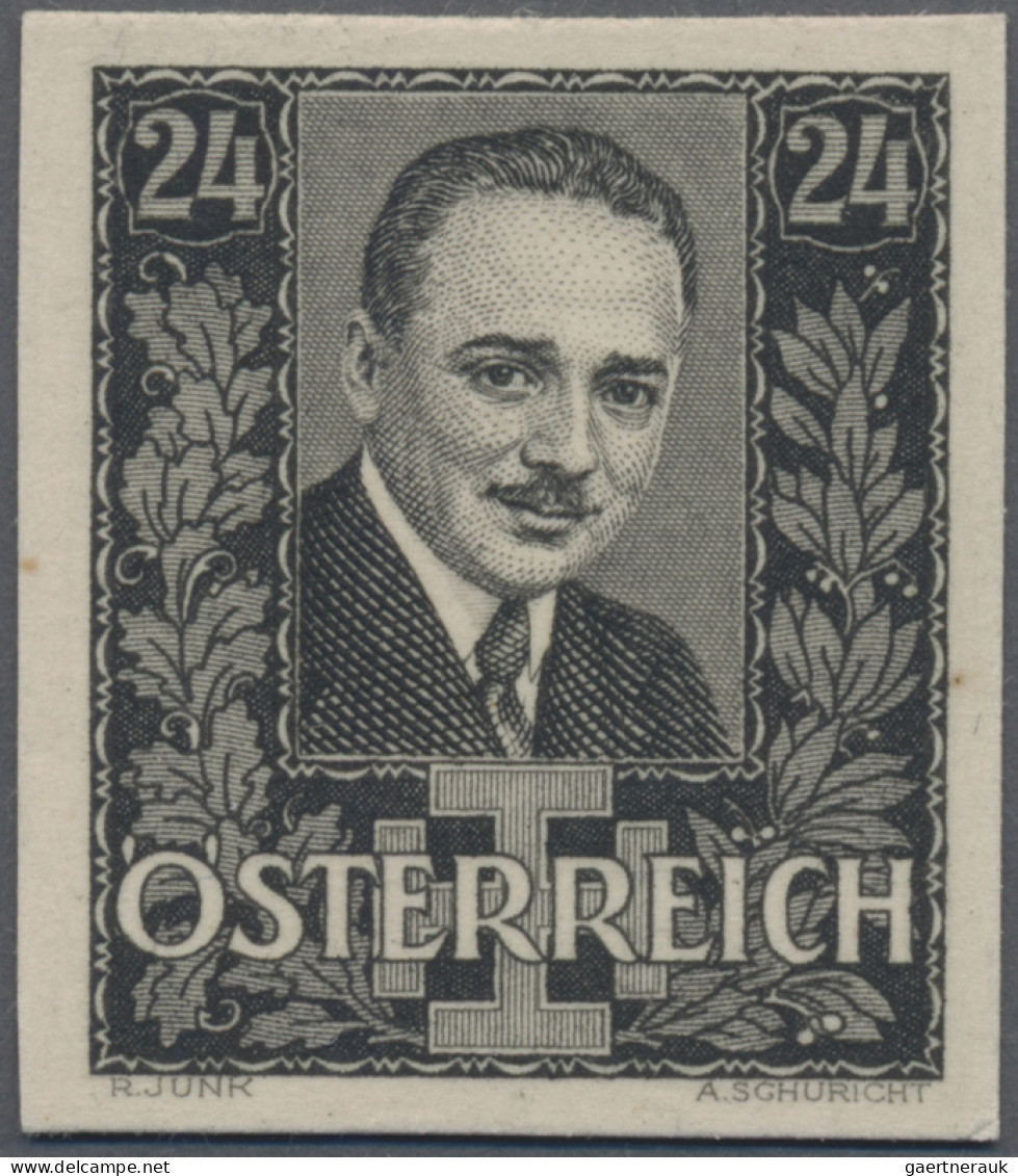 Österreich: 1934, 24 Gr. Dollfuß, Ungezähnter Probedruck In Schwarz Auf Kartonpa - Ongebruikt