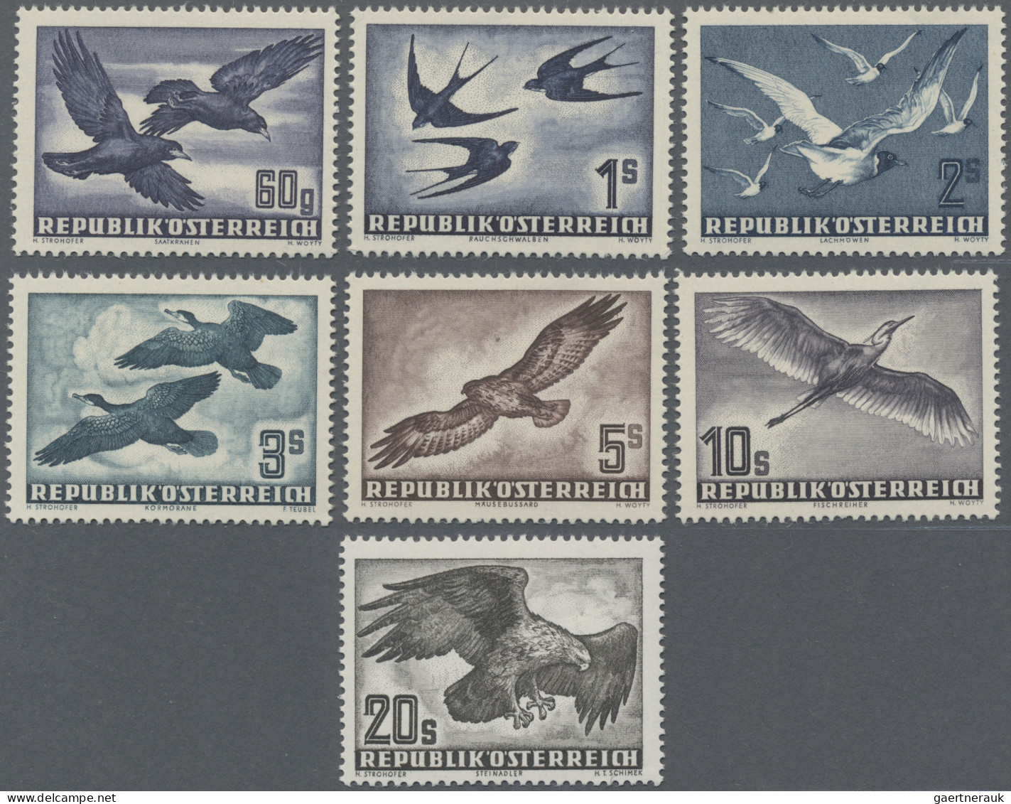 Österreich: 1950 - 1953, Die Vögel-Flugpostmarken, Alle 7 Werte Einwandfrei Post - Nuevos