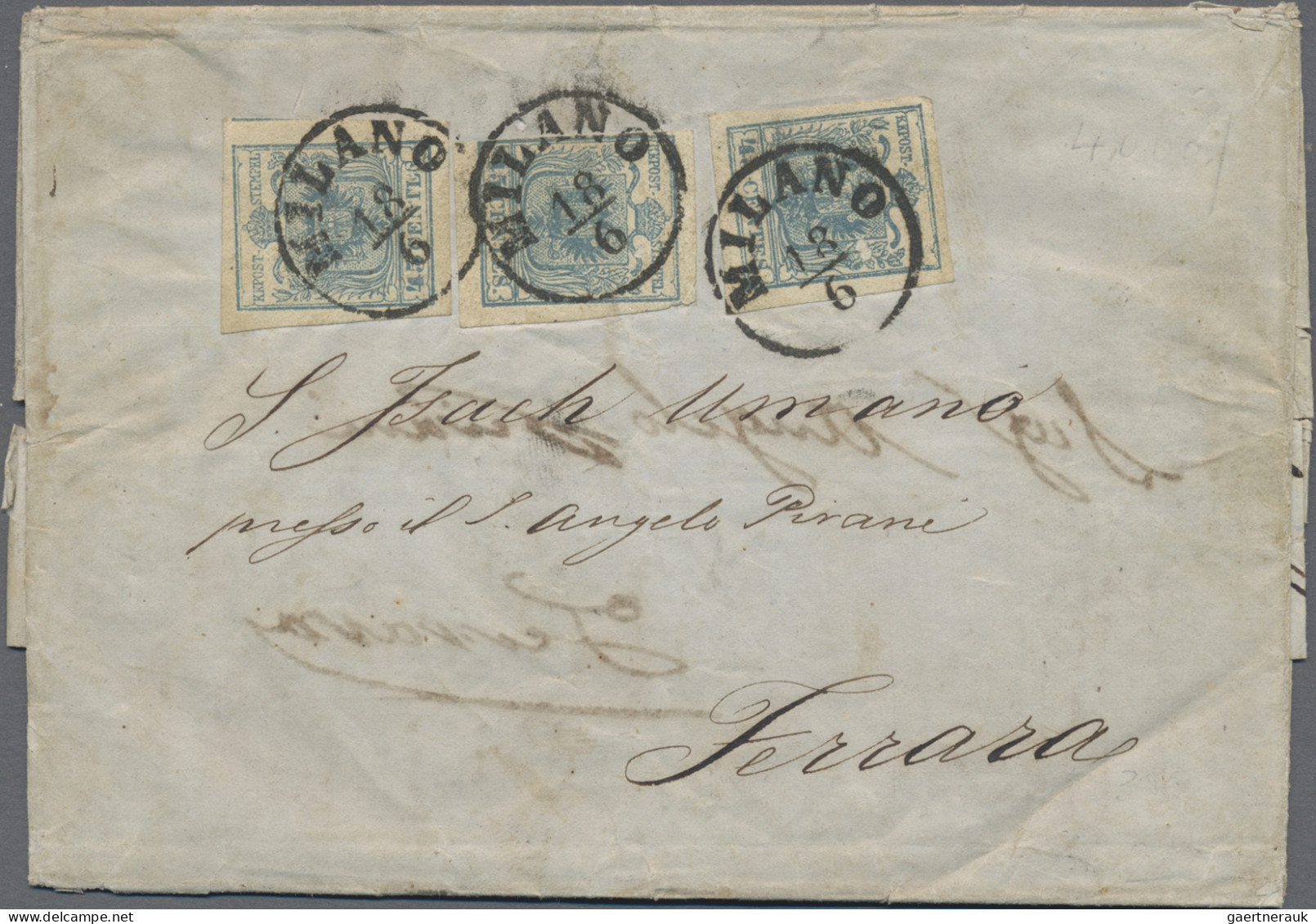 Österreich - Lombardei Und Venetien: 1854, 45 Cent., Maschinenpapier, Mehrfachfr - Lombardo-Venetien