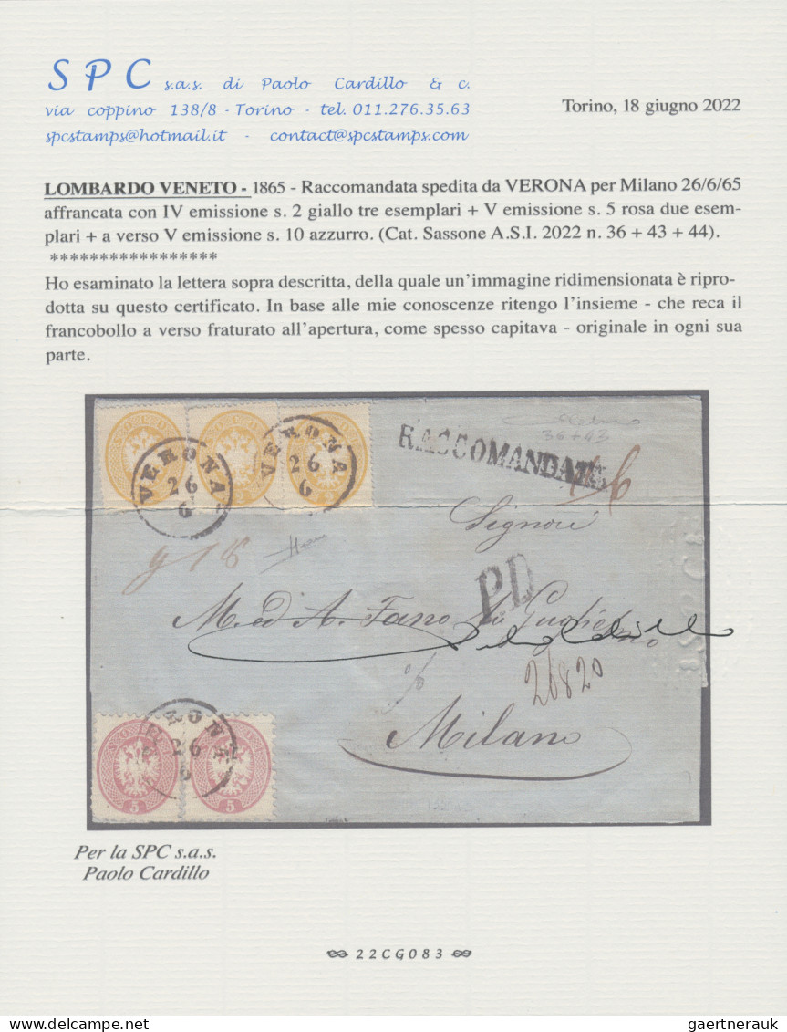 Österreich - Lombardei Und Venetien: 1865, 2 So. Gelb, Enge Zähnung, Drei Exempl - Lombardy-Venetia